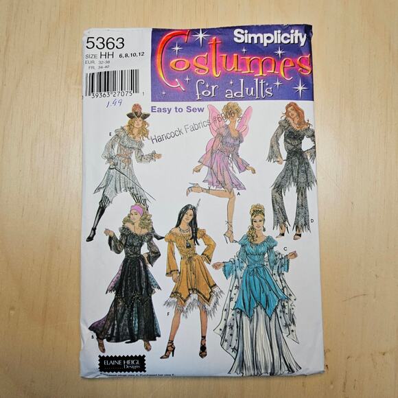 Simplicity 5363 Fairy Princess Pirate Costume VTG Sewing Pattern Size 6 -  12 - Picture 1 of 3